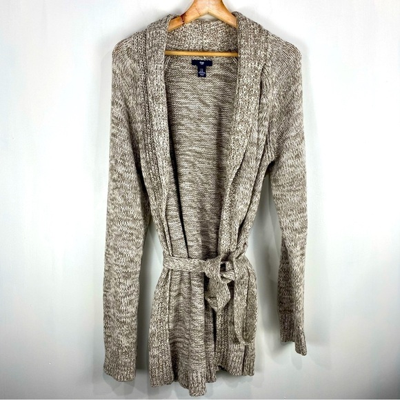 Gap Knit Belted Tie Front Robe Longline Cardigan Sweater Loungewear Cozy Size XL - Picture 1 of 6